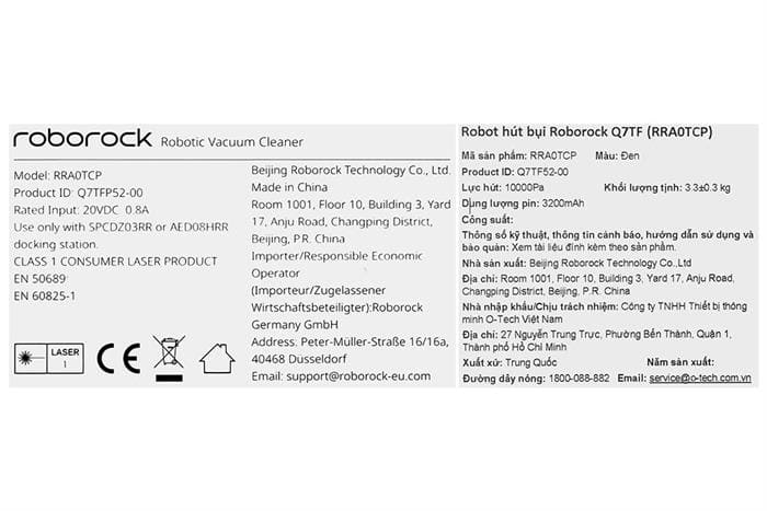 Robot hút bụi lau nhà Roborock Q7TF - Đen